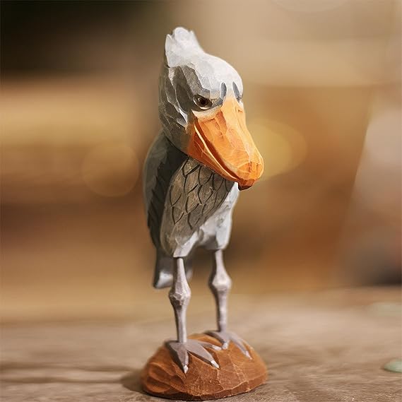 Shoebill Stork - Wooden Figurine Shoebill Stork Statue Handmade Wooden Carved Shoebill Stork Decor Collectible