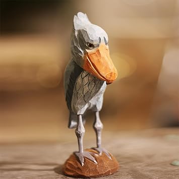 Shoebill Stork - Wooden Figurine Shoebill Stork Statue Handmade Wooden Carved Shoebill Stork Decor Collectible
