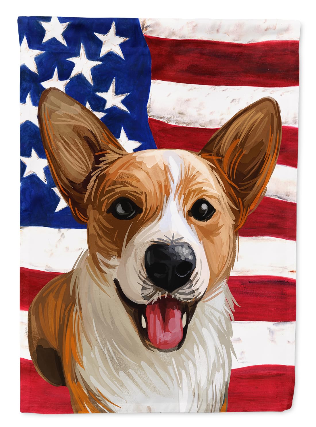 Welsh Corgi American Flag grand drapeau de maison multicolore en toile