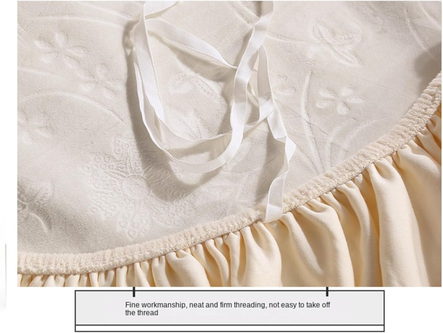 Velvet Floral Sofa slipcover,Thick Embossed Couch Cover with Ruffled Skirt,Soft Sofa Cover for Chair loveseat sectional Sofa (Cream,2seater145-185cm/57-73in)