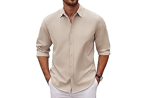 Men's Long Sleeve Button Down Shirts Casual Untucked Dress Shirt Suumer Beach Wedding Shirts