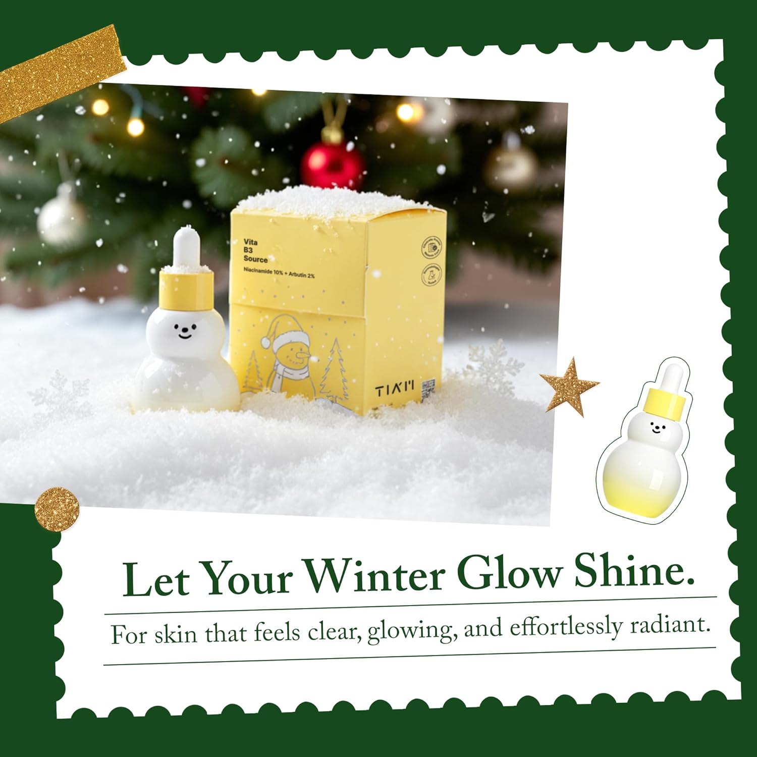 TIAM Vita B3 Source Serum Snowman, 10% Niacinamide Glow Serum with 2% Arbutin for Dark Spots, Uneven Skin Tone, Fast-Absorbing, Vegan Korean Skincare -1.35 fl oz (40ml)