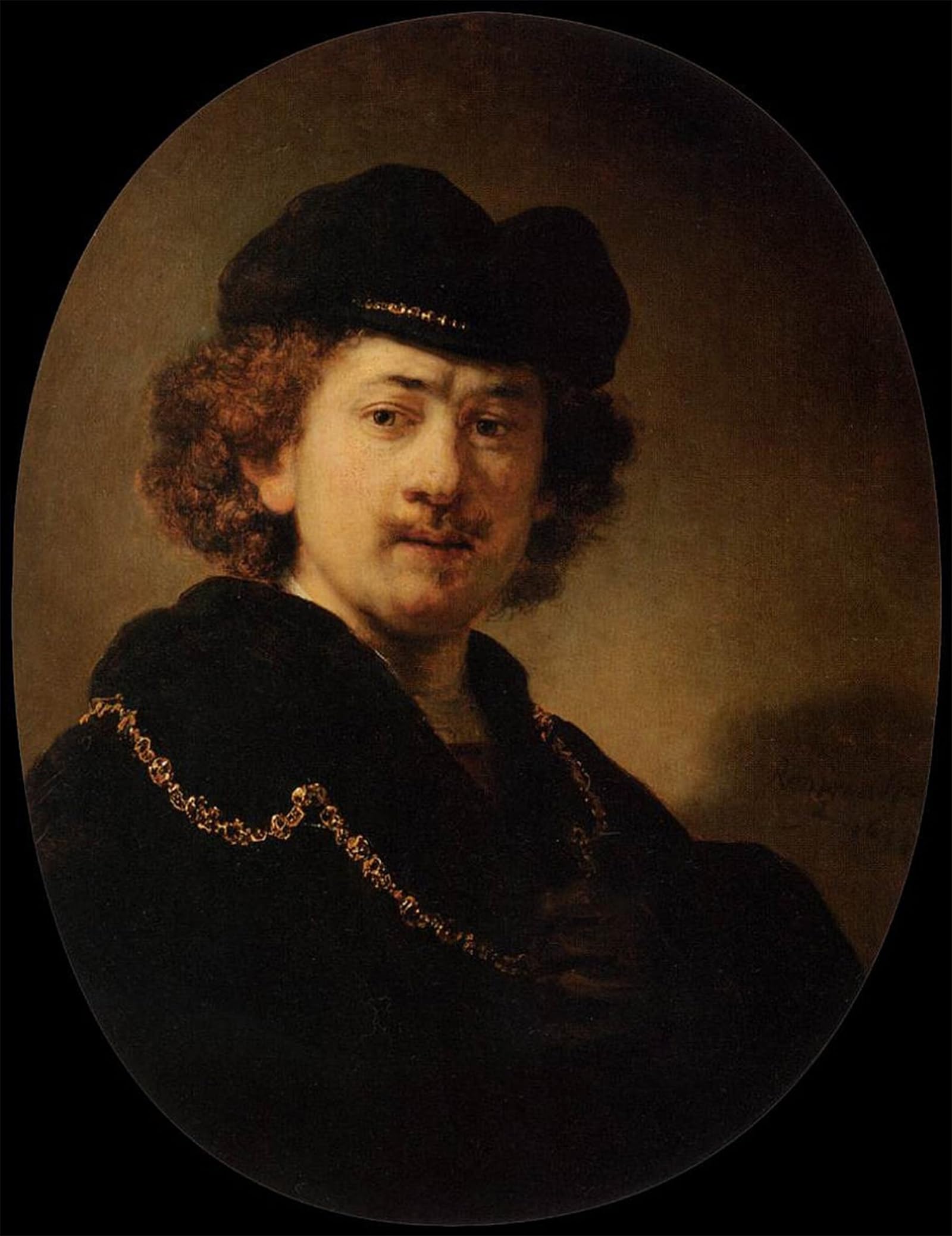 SERENDIPITP Vintage Wall Art Canvas Nordic Poster Canvas Print Picture Self-portrait wearing A toque and a gold chain by Rembrandt van Rijn Wall Art Poster for Home Decor 60x90cm