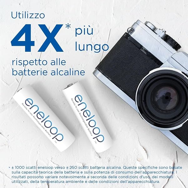 eneloop Batterie Ricaricabili AA, Ni-MH, 2000 mAh, Confezione da 4, Ricaricabili fino a 2100 Volte - 4