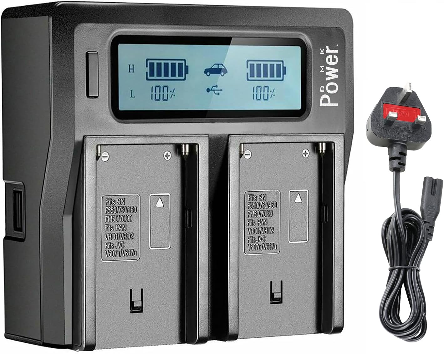 DC-01 DUAL DIGITAL BATTERY CHARGER Compatible with Sony NP-F970/NP-F960/ NP-F770/NP-F570 NP-F330/FM50 etc.
