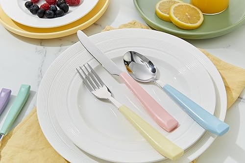 Miniatura 8 de ANNOVA Juego de cubiertos de acero inoxidable con mango de color pastel mixto