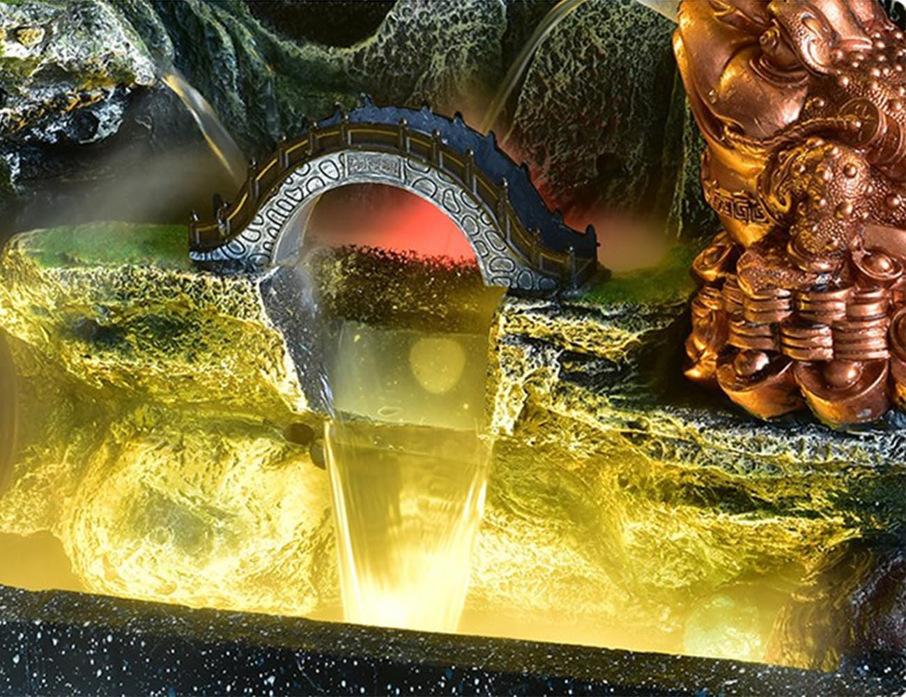 Elegant LED Waterfall Fountain with Bonsai Trees and Decorative Accents – Indoor/Outdoor Water Feature (73 inches Tall, Multi-Panel Design) (Fountians-682196318369-2-AB)(Fountians-682196318369-2-AB)