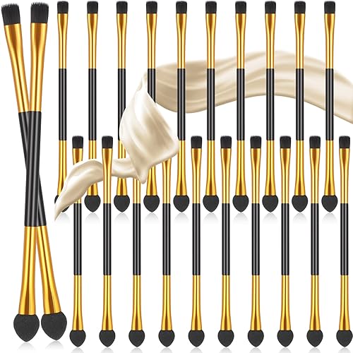 Tenare 24 brochas de sombra de ojos de doble extremo 2 en 1, brocha de sombra de ojos de esponja para mezclar corrector, aplicadores de sombra de