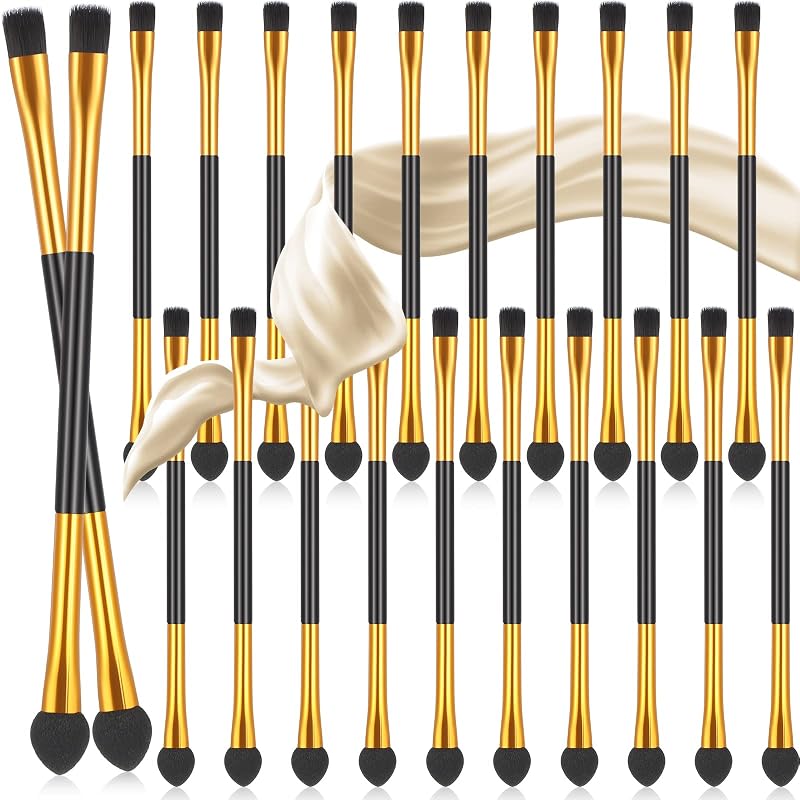Tenare Kit com 24 pincéis de sombra de olhos com duas pontas, preto