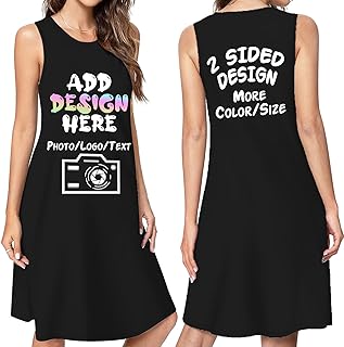 Custom Dress for Women Personalized Image Logo Text Customized Casual Sun Dresses Personalized Sleeveless Sundress - Buy now