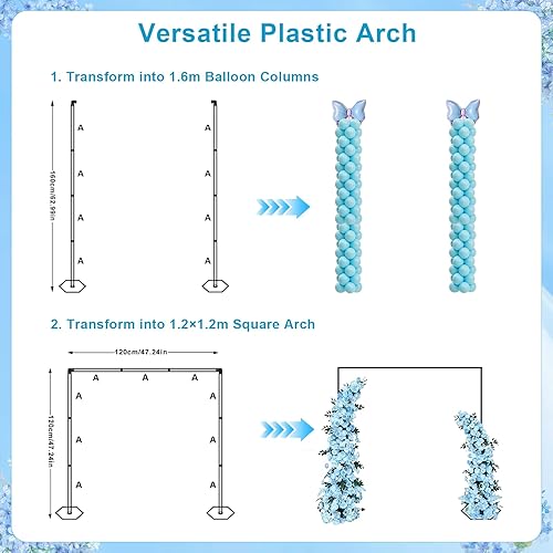 Miniatura 4 de Soporte de arco cuadrado de plástico kit de arco de globos ligero desmontable con base de bolsa de agua para estabilidad, forma variable para arco