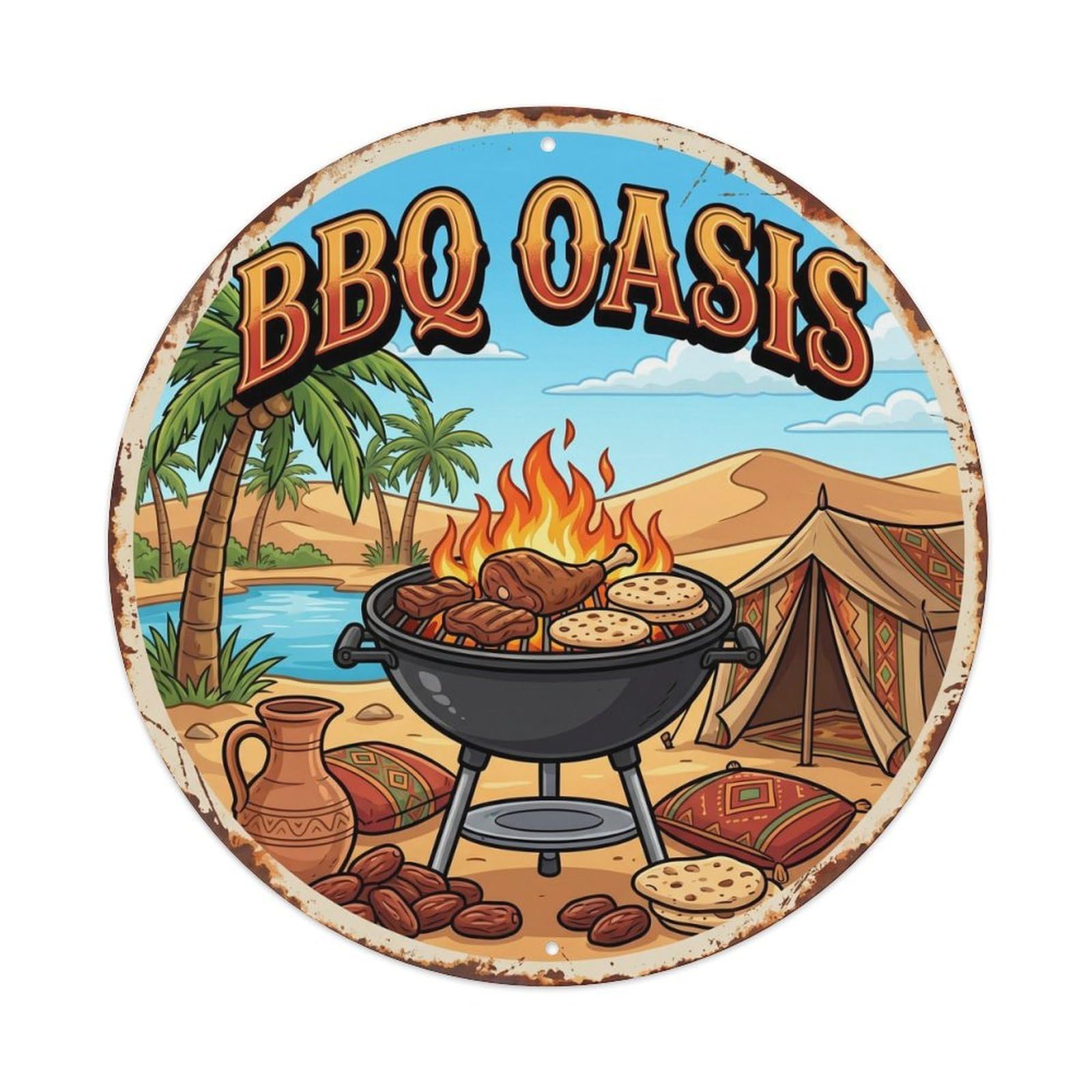 Tgrcjimh Style. Vintage Bbq Oasis Outdoor Bar Metal Tin Sign