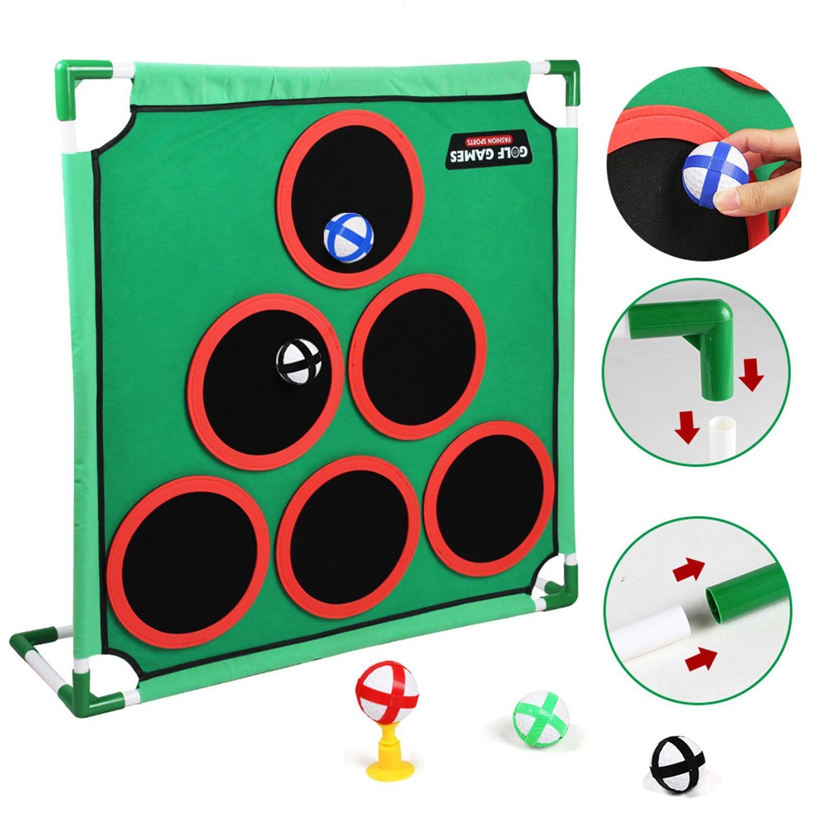 Sharplace Golf Pong Set Golf Putter Green Mat Indoor Outdoor Chipping Practice Game for Kids Party Birthday