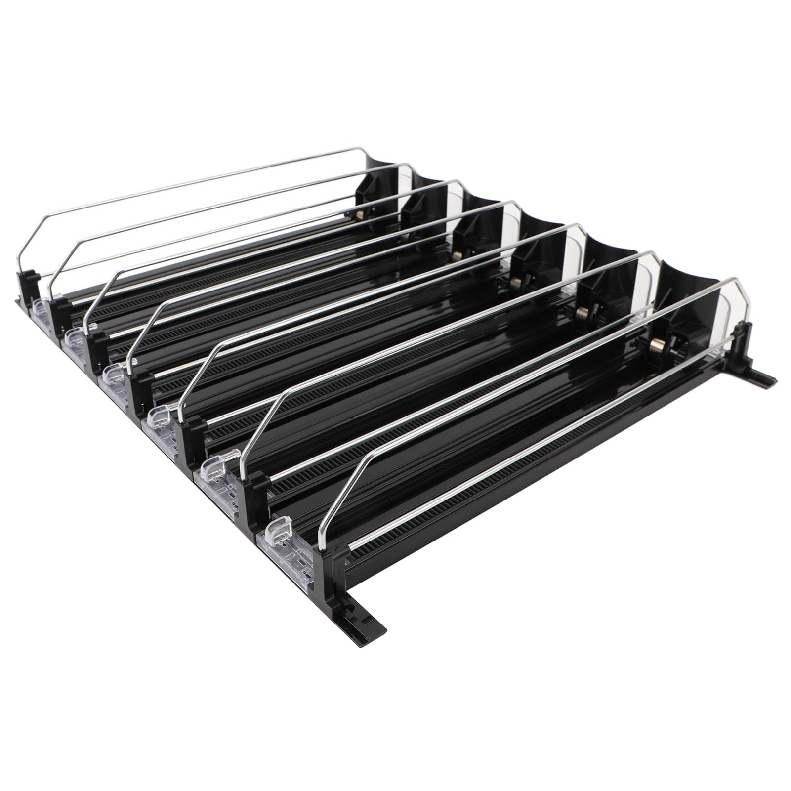 ABS Kühlschrank-Getränke-Organizer, 6 Reihen Kühlschrank-Getränkespender, verstellbarer Getränke-Organizer, Kühlschrank-Getränkedosenhalter, Getränkedosen-Organizer für (Black)