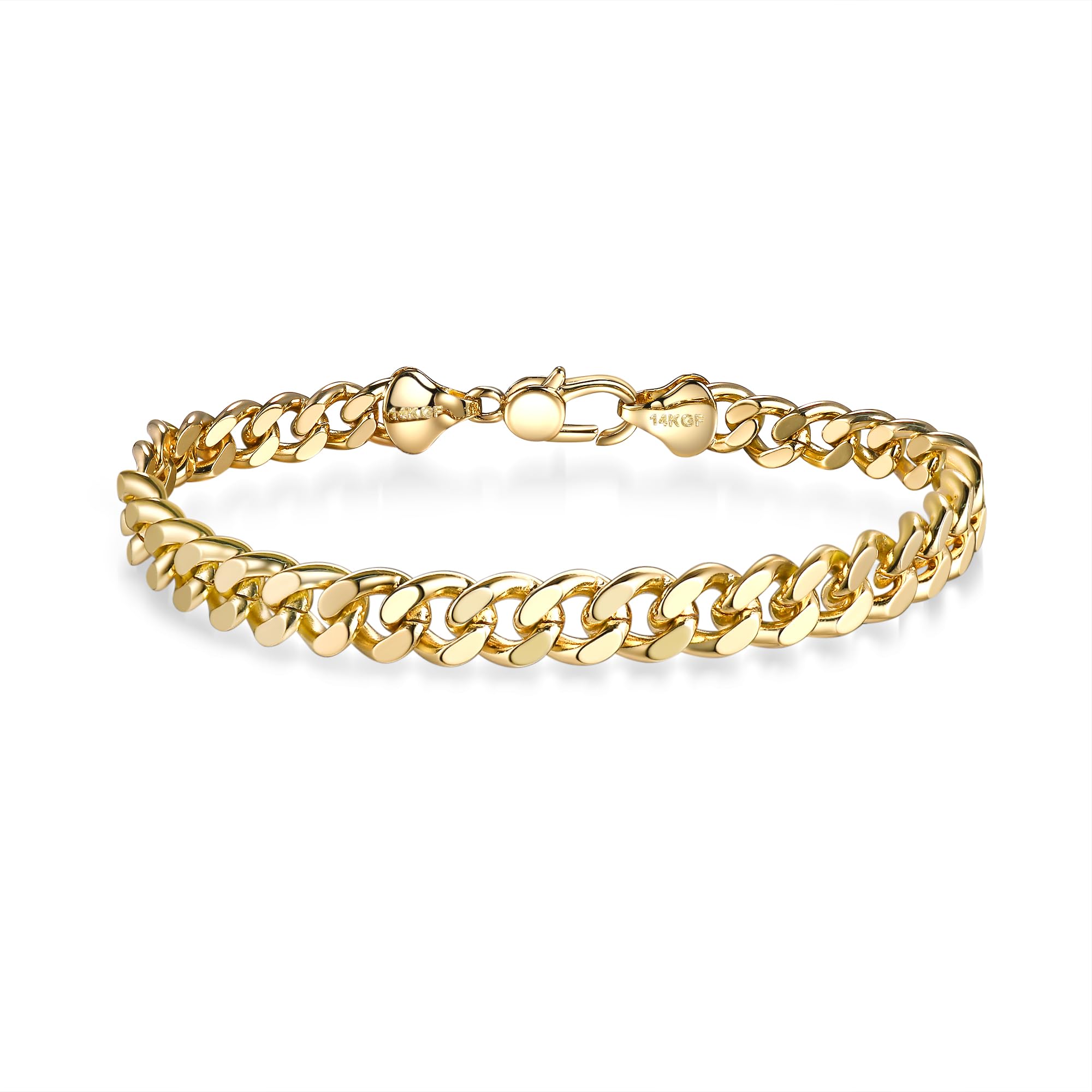 HIKARITO 5mm Gold Cuban Link Chain Bracelet for Men ＆ Women,14K Gold Chain Bracelets for Women & Men Chains for Mens Cuban Chains Bracelet Secure Buckle Hypoallergenic Trendy Dainty Jewelry Gifts Size( 7.5/8/8.5 in)