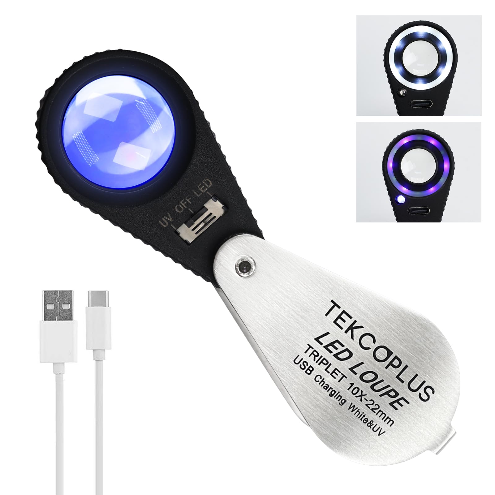 Amazon.com: 10x Jewelers Loupe Magnifier with UV & LED Lights