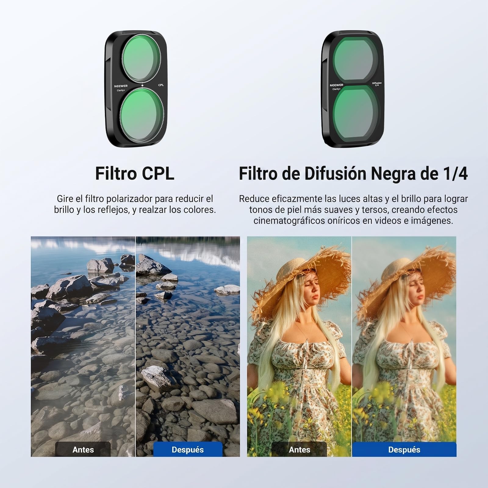 NEEWER Clarity+ ND/CPL/Efecto Filtro Compatible con dji Osmo Pocket 4P