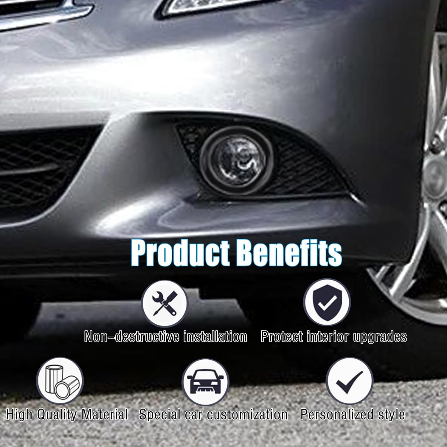 Front Bumper Driving Fog Light Ring Bezels Covers Trim Molding Compatible with Infiniti G37 2010-2013, Front Fog Light Lamp Decoration Protector Accessories (Gloss Black)