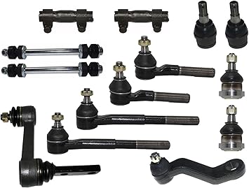 14 Pc Front Complete Suspension Ball Joints Tie Rod Ends Adjusting Sleeves Idler Pitman Arms Compatible with RWD Models