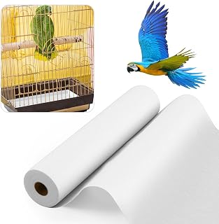 Drydiet 100ft x 18in Disposable Bird Cage Liners - Absorbent Cut-to-Fit Parakeet Parrot Paper for Easy Cleanups, White