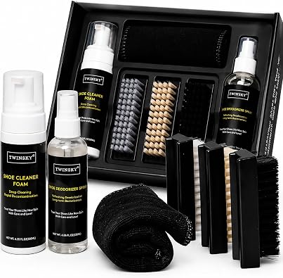 6-in-1 Premium Shoe Cleaning Kit,with 3 Brushes & Microfiber Towel