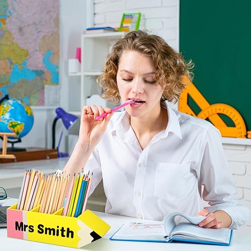 Miniatura 4 de 6 soportes para bolígrafos en forma de lápiz, dispensadores de lápices de escritorio de madera, regalos de regreso a clases, almacenamiento de