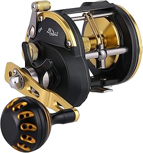 Sougayilang Trolling Reel Saltwater Level Wind Reels, Drag Reels Boat Fishing Ocean Fishing for Sea Bass Grouper