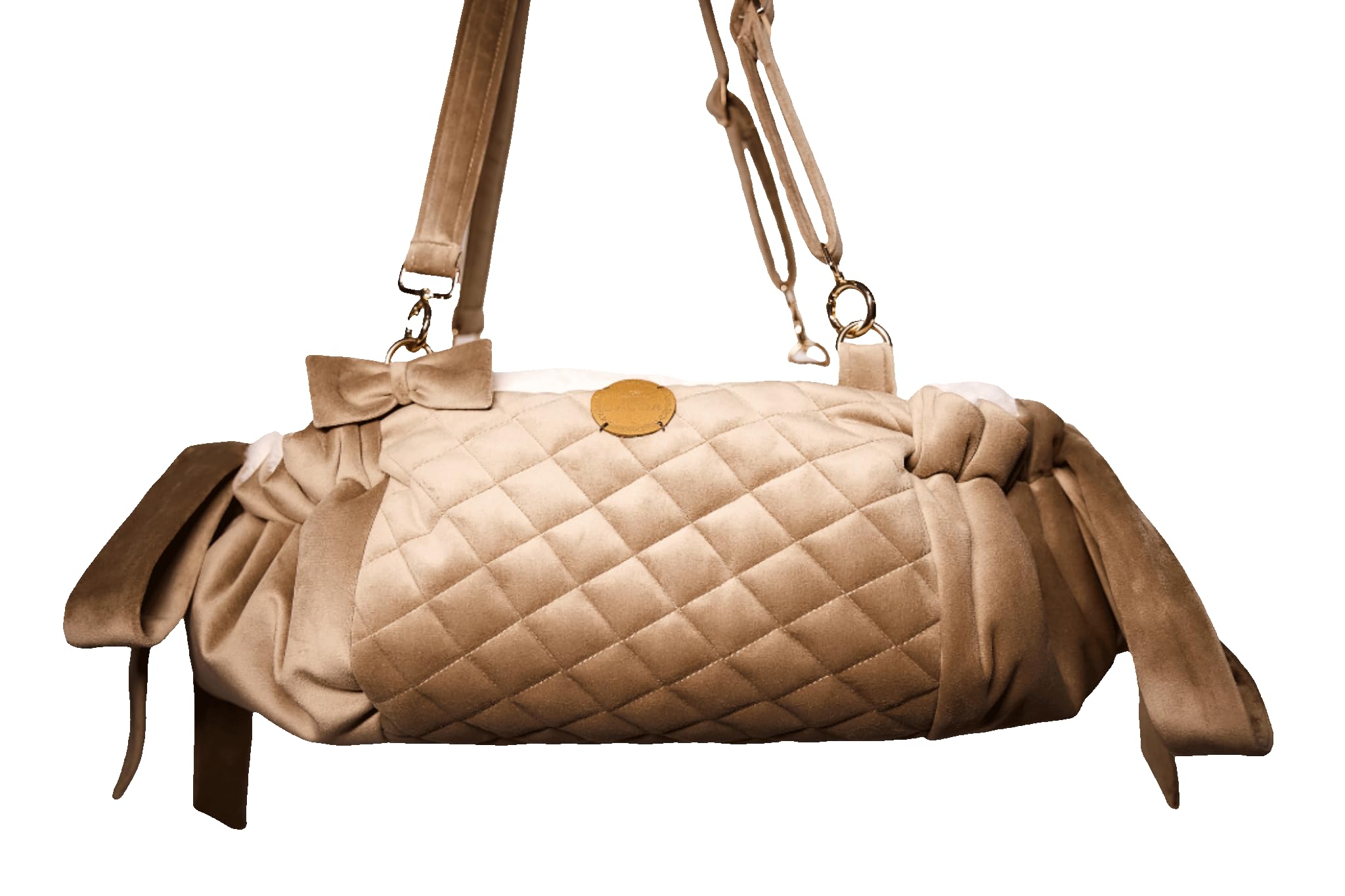 Bolso bandolera transportín para perros, diseño refinado y elegante, tono champán talla M