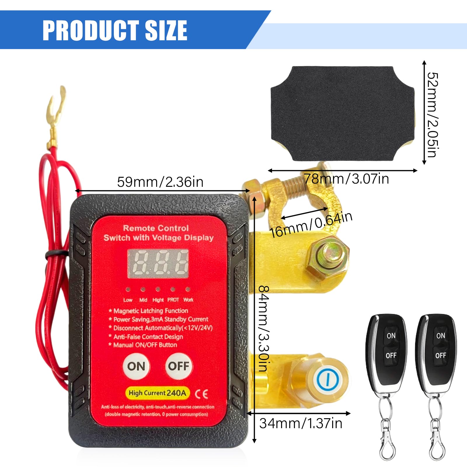 Interruttore di separazione batteria da 12 V con telecomando senza fili, batteria Kill Switch antifurto con indicatore LED, interruttore di separazione della batteria da 240 A, con spegnimento per