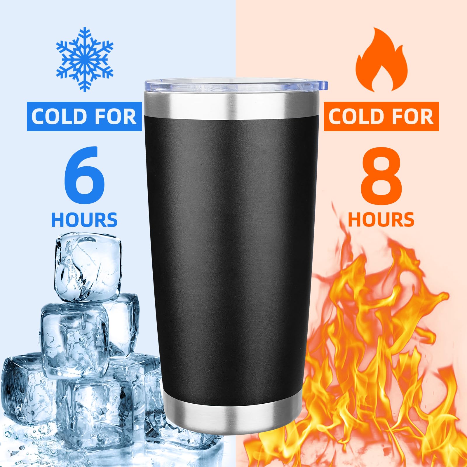 OWS grownups Trinkbecher mit Deckel, Edelstahl, isoliert, Reise-Kaffeebecher, doppelwandig, vakuumisoliert, Wasserbecher, Geschenk für Weihnachten, Damen, Herren, Ihn, Zuhause, Büro, Schwarz, 1 Stück