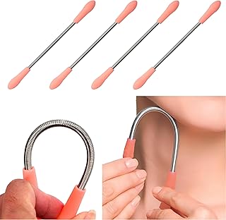 أداة لإزالة شعر الوجه بتصميم متين مصنوعة من فولاذ مقاوم للصدأ ومصممة لإزالة الشعر بلطف وبشكل فعال لمنطقة الشفة العلوية والذقن والرقبة (6 قطع من اللون الموضح)