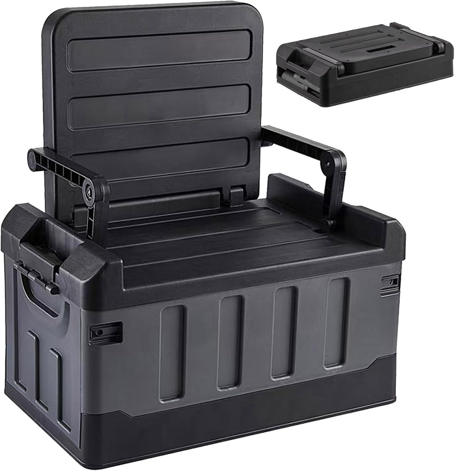 Versatile Foldable Seatable Camping Box Car Organizer Heavy Duty Storage Bins With Lids Box Trunk,Durable Plastic,60L Can Store Clothes, Toys Camping Equipment in Large Capacit (black) Versatile Foldable Seatable Camping Box Car Organizer Heavy Duty Storage Bins With Lids Box Trunk,Durable Plastic,60L Can Store Clothes, Toys Camping Equipment in Large Capacit (black)