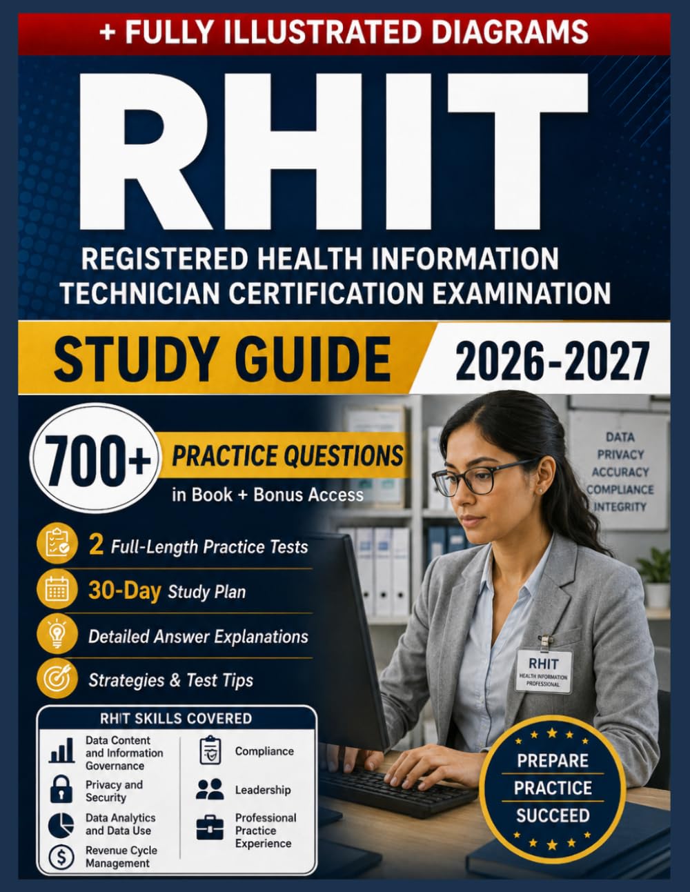 RHIT Exam Prep Book 2026–2027: Total Review for the Registered Health Information Technician Certification Exam with 700+ Practice Questions, 2 ... Exam Domains, (Career Certification Prep)