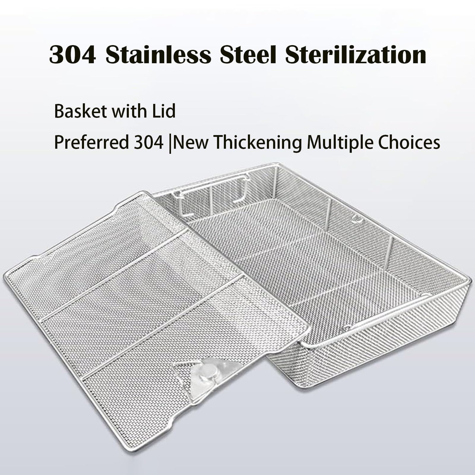 Disinfezione Medica 304 In Acciaio Inossidabile Con Cesto Vassoio Per Sterilizzazione In Acciaio Inossidabile Per Coperchio Per Strumenti Dentali Medici Chirurgici(Size:37*23*7cm,Color:Mesh 3mm)