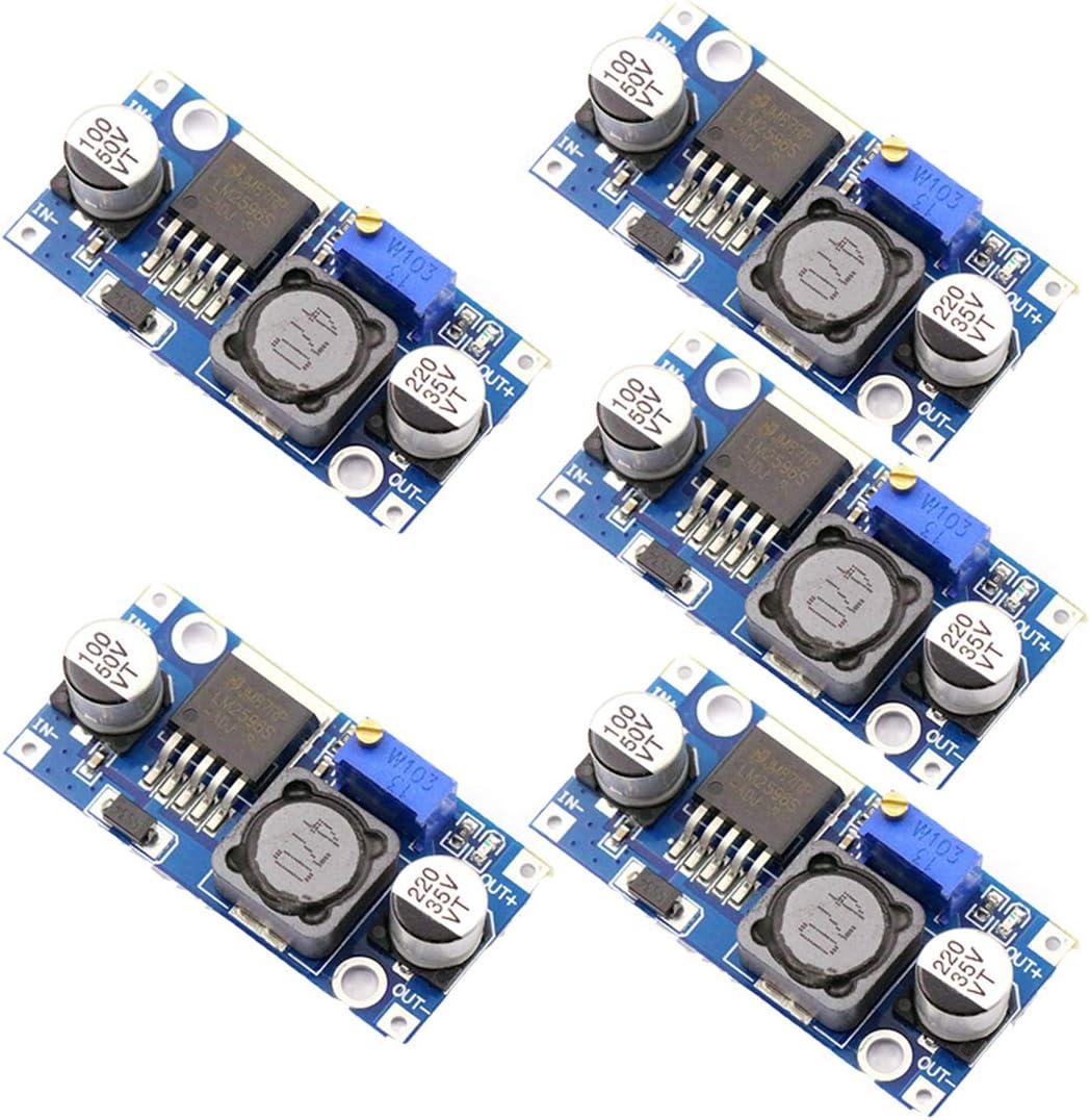 HiLetgo 5pcs LM2596S-ADJ Power Module DC-DC Buck Regulator 3A Adjustable 5V/12V/24V