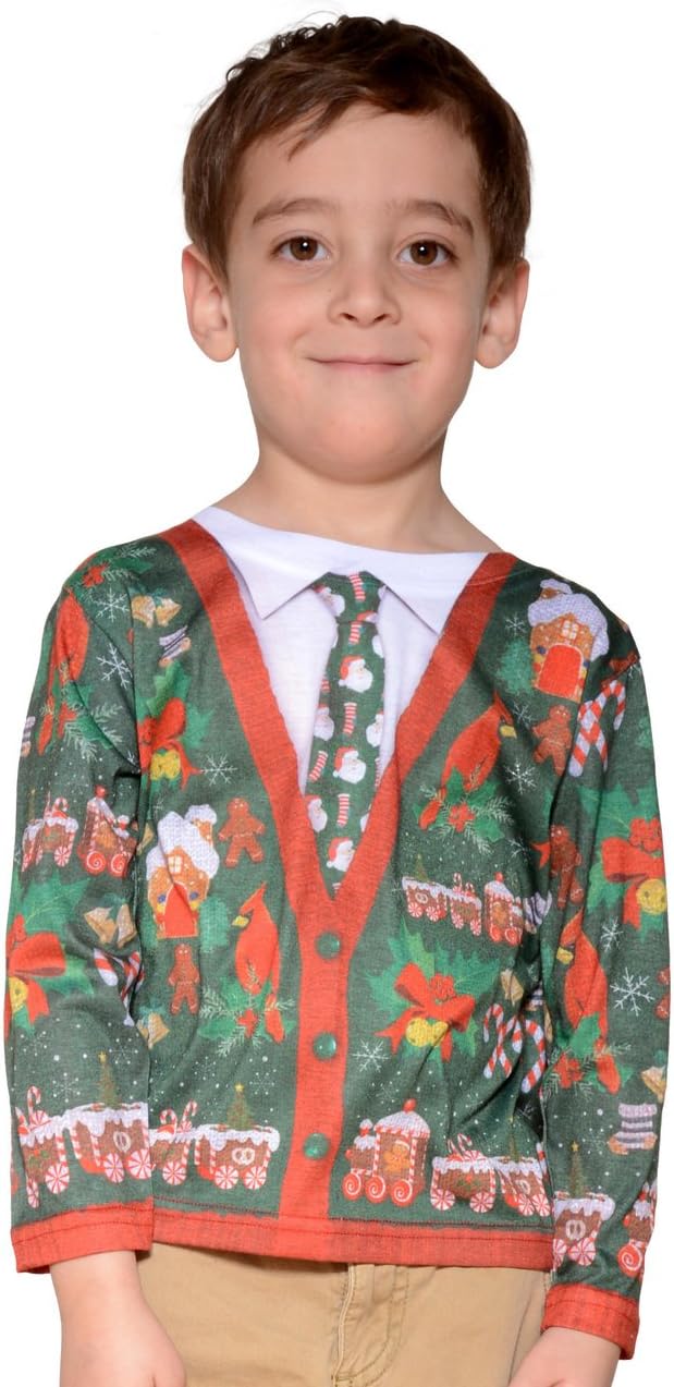 Little Tees Faux Real Toddlers Ugly Christmas Cardigan Costume (2-3 Years)