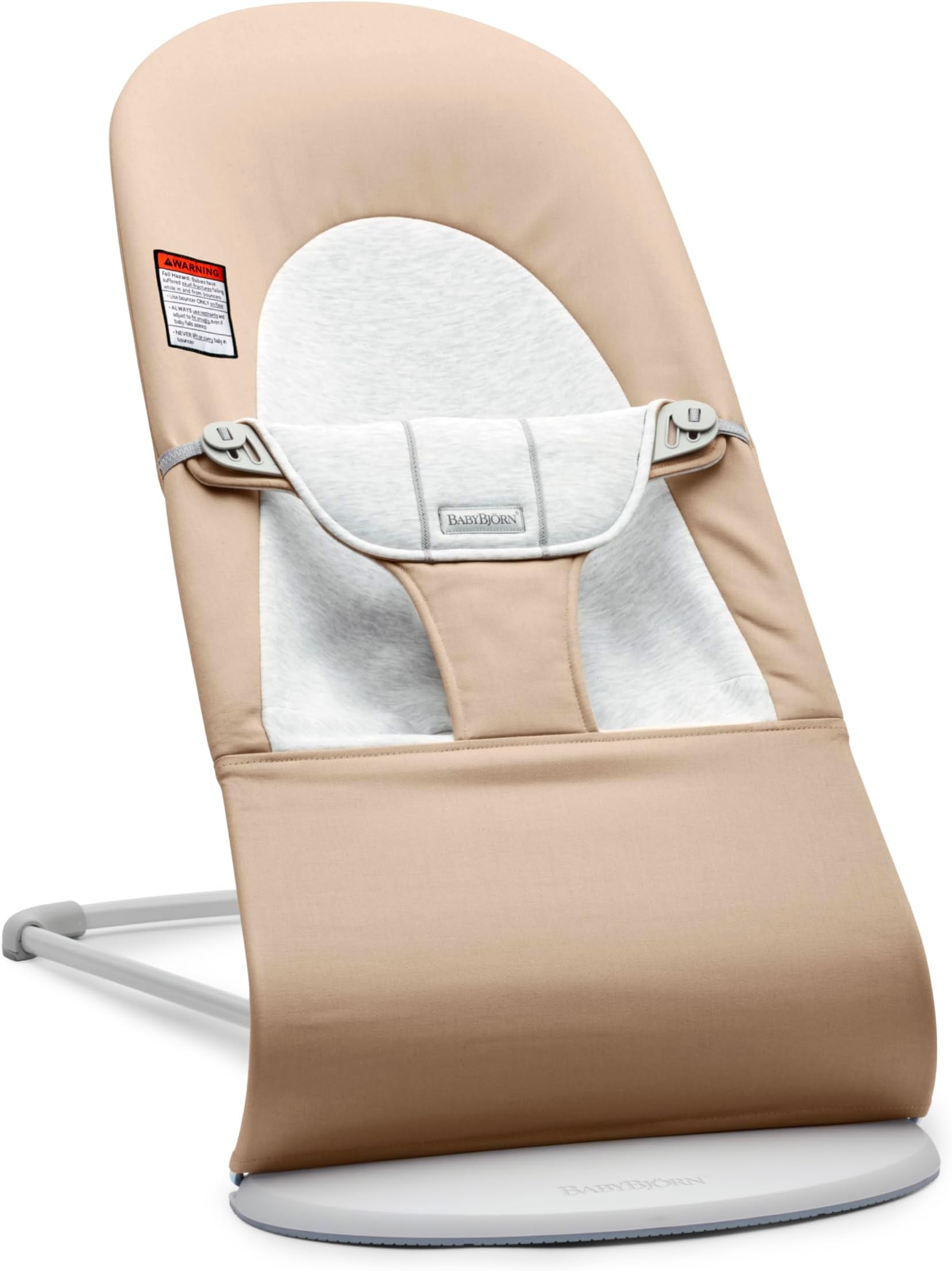 BabyBjörn Bouncer Balance Soft, Beige/Gray, Woven/Jersey | 2-in-1 Adjustable Baby Bouncer Seat and Toddler Chair, Newborn to Toddler (8-29 lbs), 4 Positions, Lightweight & Portable