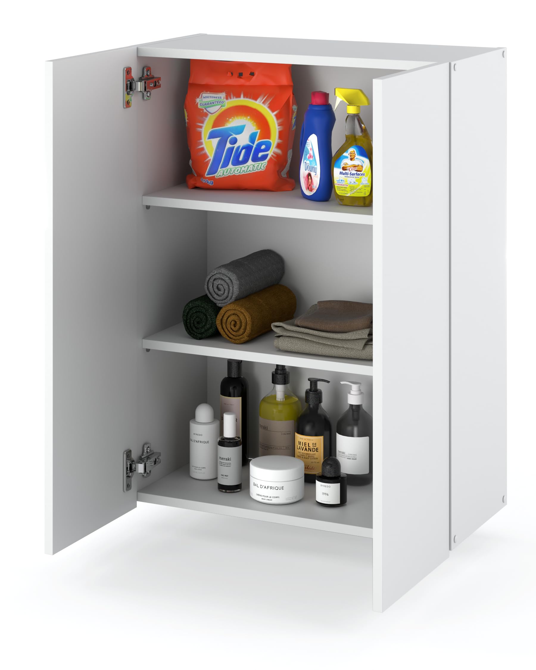 MRBLS_HOME MRBLS Badezimmerschrank (Weiß) – Hängeschrank Für Badezimmer - Wandschrank Badezimmer – 60 x 80 x 30 cm (B/H/T)