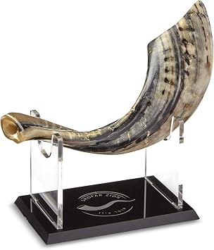 KOSHER ODORLESS NATURAL SHOFAR | Genuine Rams Horn | Made in Israel | Clean and Odorless | Includes Exquisite Stand and Carrying Bag | Smooth Mouthpiece | by Shofar Zion | 13"-14", Model Number Shofar CC