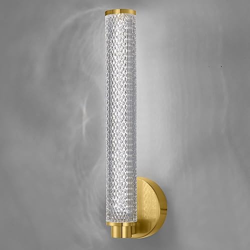 Bathroom Lights,Acrylic Crystal Scale Texture Vanity Lights,High-end Mid Century Modern Wall Sconces,Vanity Light Fixtures,Brushed Brass Gold Finish