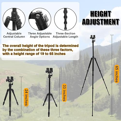 Miniatura 9 de HUNTPAL Trípode de caza 3 en 1, soporte para rifle de tiro con columna central de altura y pierna ajustable de ángel desmontable, soporte de disparo