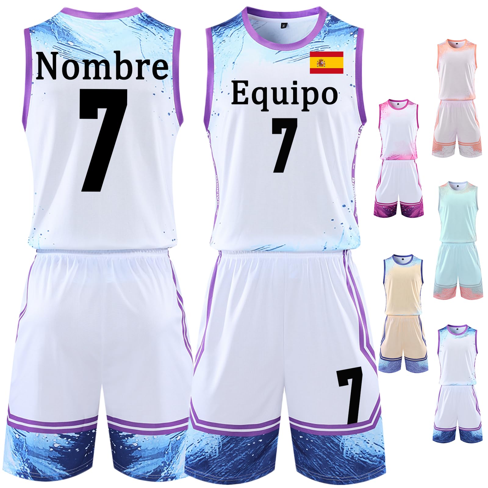 Tenue de Basket pour Basketball pour Fille Enfant Personnalisable avec Nom, Numéro, Logo de l'Équipe Maillot de Basket Personnalisé Ensemble Basket Garcon