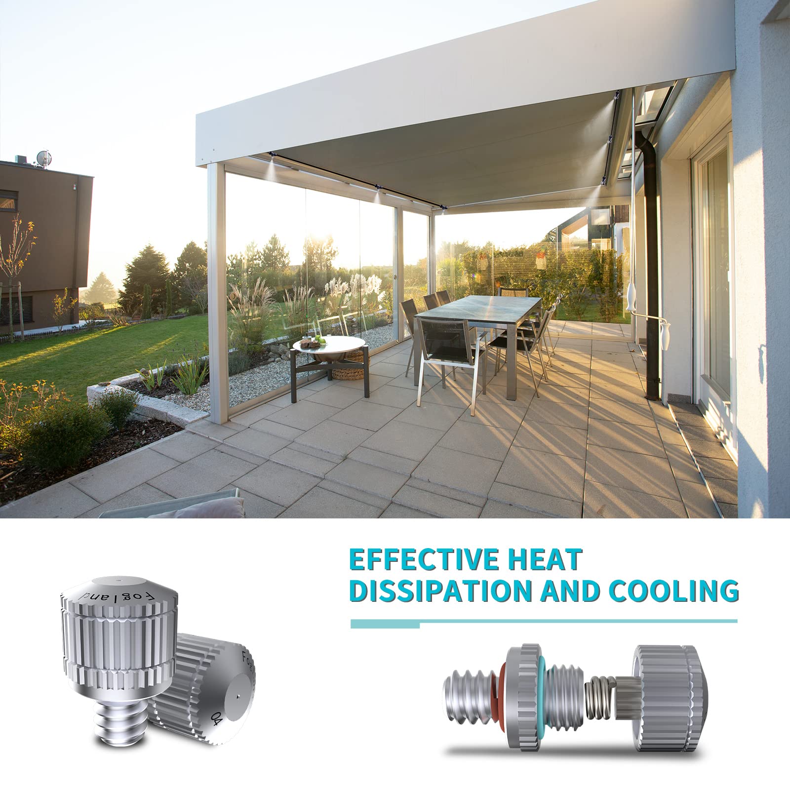 Fogland Ugelli di nebulizzazione per sistema di raffreddamento: 35 ugelli di nebulizzazione in acciaio inox pulibili, 0 cm di orifizio 10/24 UNC per patio giardino trampolino