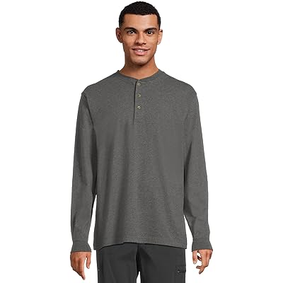 Мужская рубашка L.L.Bean Carefree Unshrinkable Tee Traditional Fit Long-Sleeve Henley charcoal heather