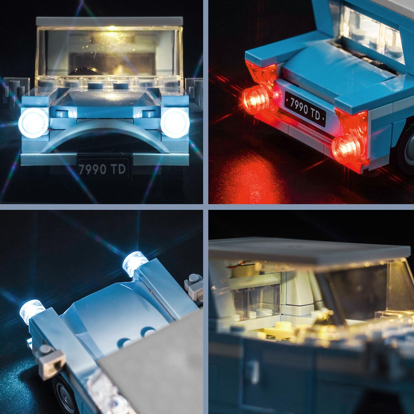 Led Light Set for Lego Flying Ford Anglia (No Lego), Decoration Lighting Set for 76424 Creative Toys, Blue, 10.5 cm x 15.5 cm x 3 cm - Image 2
