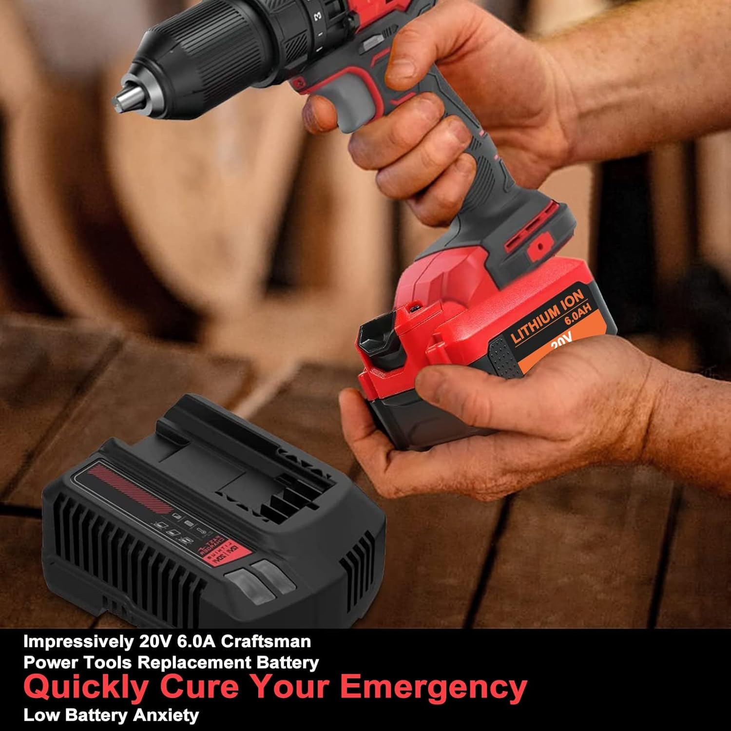 DTK [Upgraded] Replacement for Craftsman 20V Battery 6000mAh V20 for CMCB205 CMCB204 CMCB206 CMCB202 CMCB201 20V Cordless Power Tools 2 Packs - Image 7