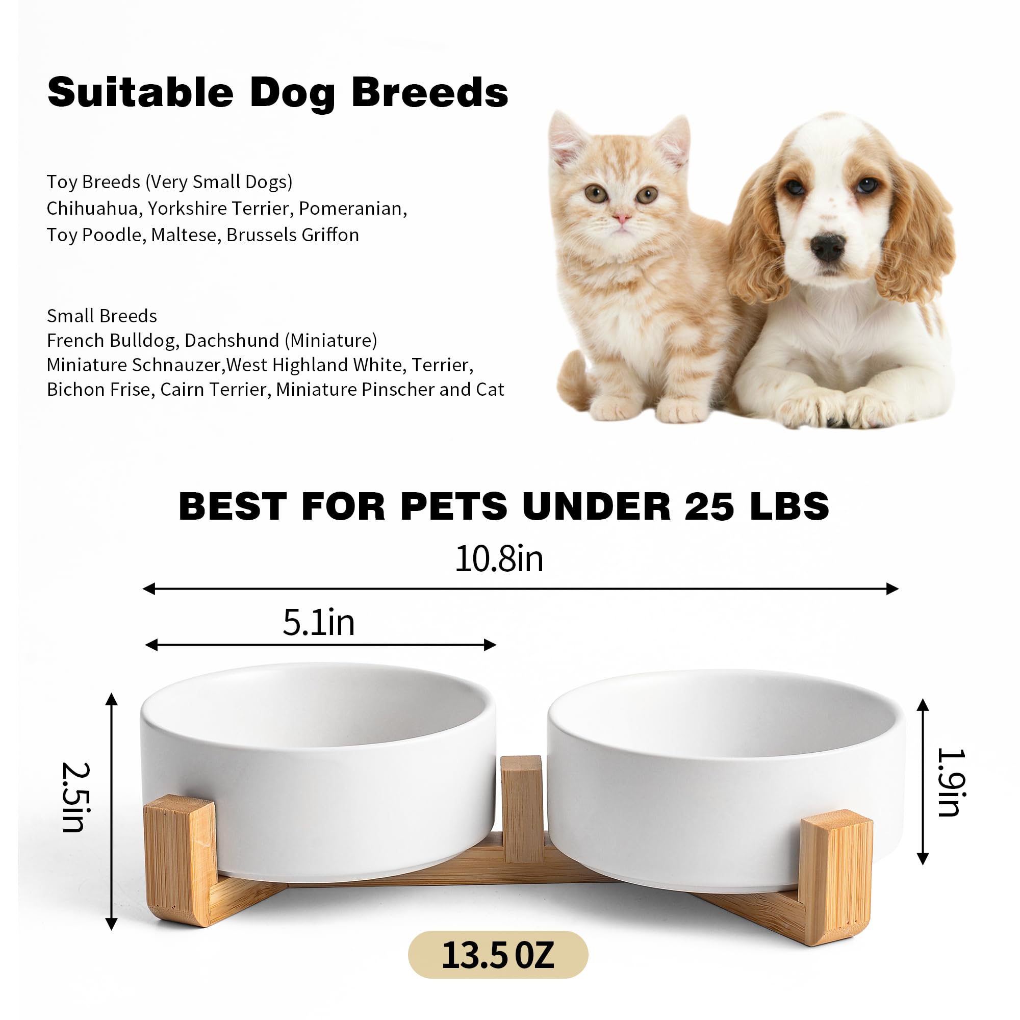 Mowtanco Cuencos básicos para perros (blanco × 2)