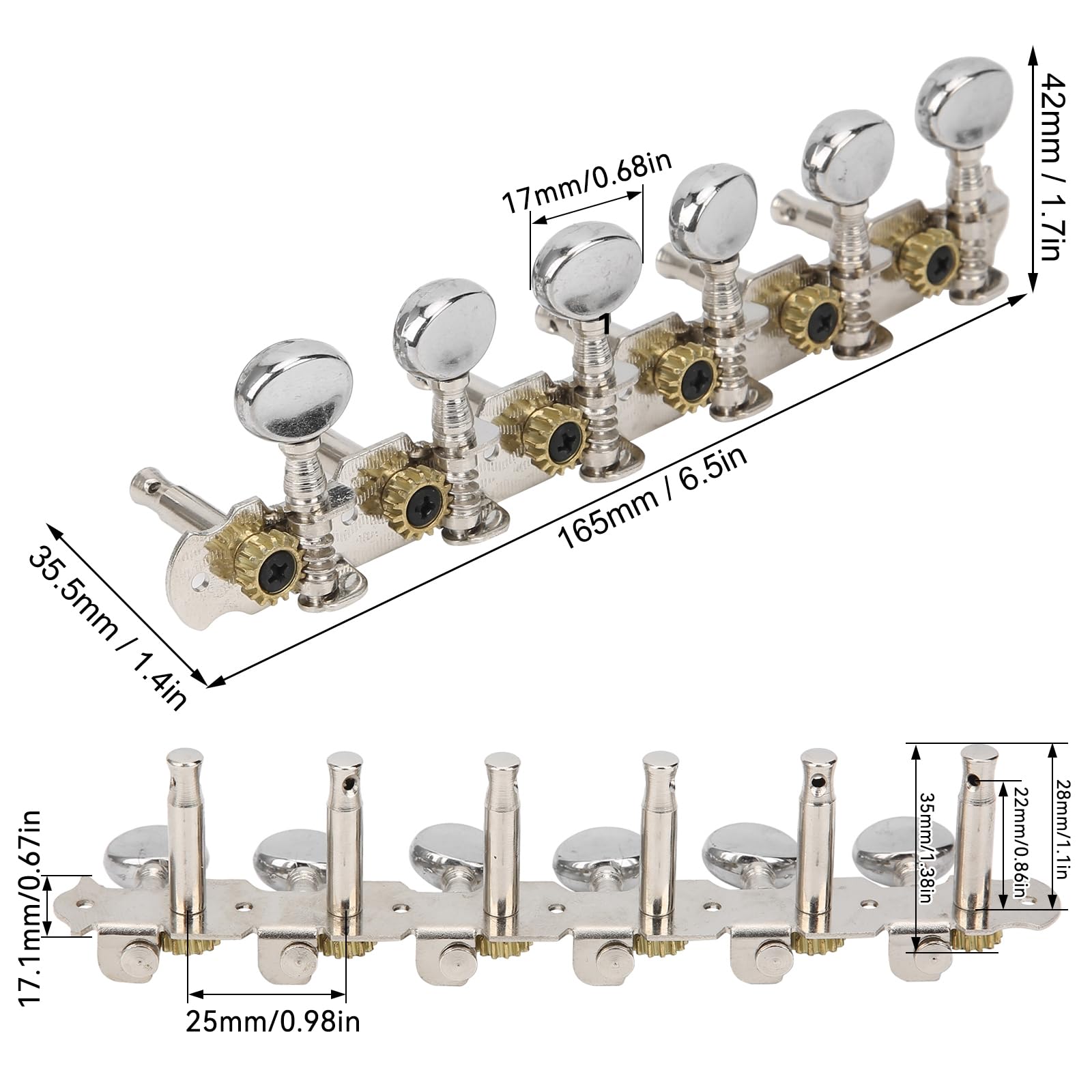 12 Clavijas de Afinación para Guitarra, Botones de Sintonizador de Guitarra, para Cuerdas de Guitarra, Afinadores de Repuesto para Guitarra Acústica