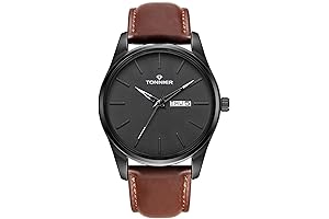 SWANFIELMD Tonnier Watches for Men, Genuine Leather Strap Slim Analog Quartz Watch...