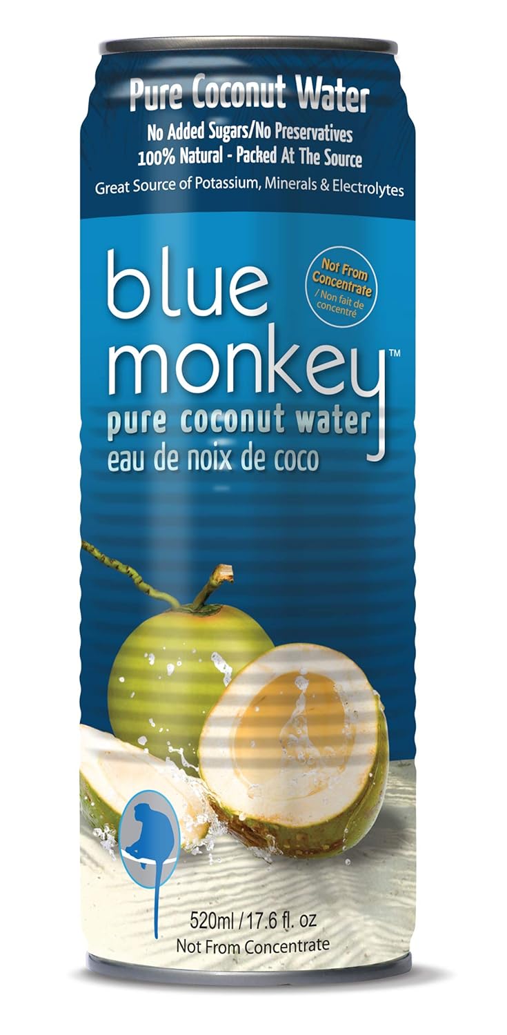 Blue Monkey Coconut Water No Pulp, 17.6 Oz (Pack of 24